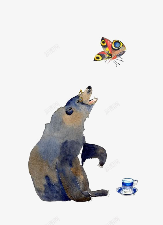 追着蝴蝶的熊png免抠素材_88icon https://88icon.com 创意 动物 卡通 手绘 插画 熊 蝴蝶