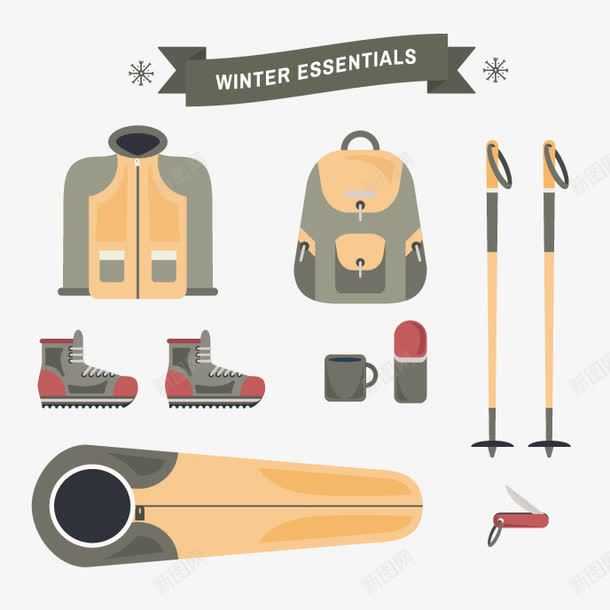 冬日装备png免抠素材_88icon https://88icon.com 冬装 滑雪板 雪橇
