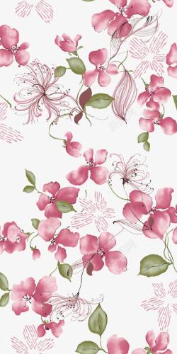 手绘粉色鲜花底纹装饰素材