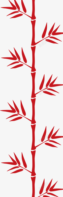 红色竹枝素材