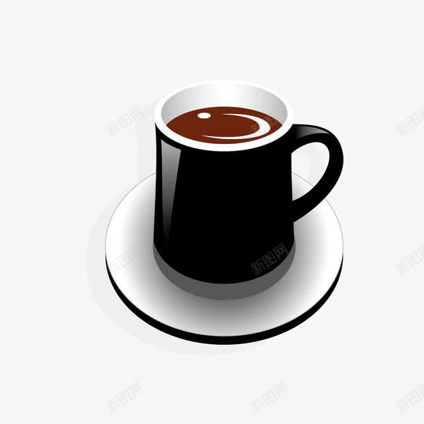 黑色咖啡杯png免抠素材_88icon https://88icon.com 托盘矢量 杯子 茶杯 黑色