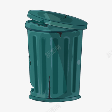 卡通的安全的绿色垃圾桶标识图标图标