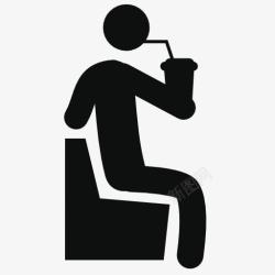 坐着喝饮料的人图标素材