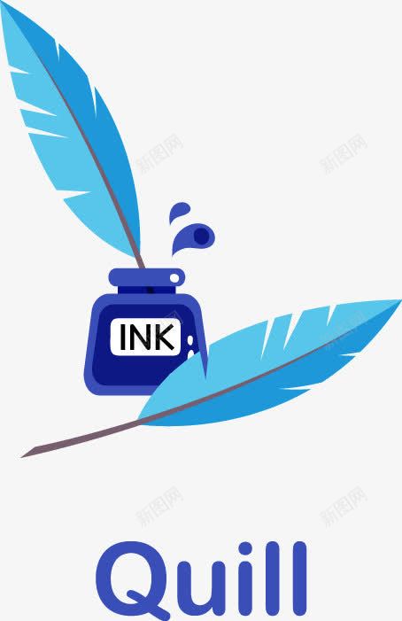 卡通扁平羽毛笔png免抠素材_88icon https://88icon.com 卡通 扁平 笔 羽毛