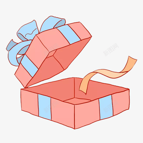 手绘描边粉色礼物盒png免抠素材_88icon https://88icon.com 手绘 描边 礼物盒 粉色