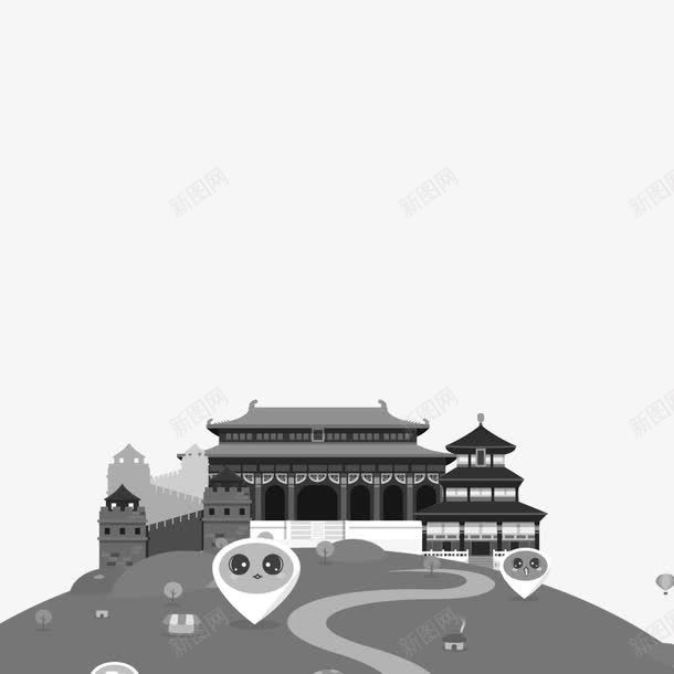 北京png免抠素材_88icon https://88icon.com 中国元素 中国风 北京 北京剪影 古代牌楼 门楼