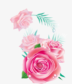 粉色玫瑰花矢量图素材