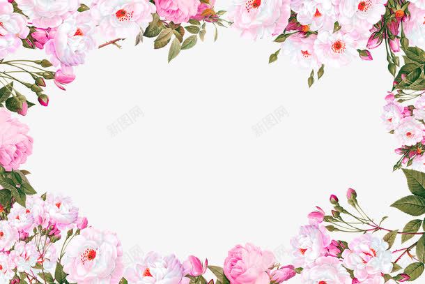 粉色清新花朵边框纹理png免抠素材_88icon https://88icon.com 免抠PNG 清新 粉色 花朵 边框纹理