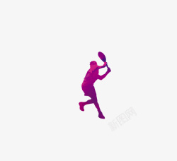 紫色打网球素材