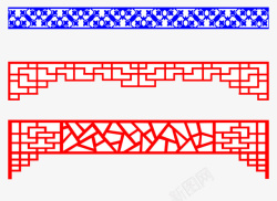门梁中国风红色蓝色门梁高清图片