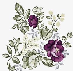 手绘唯美植物花朵紫色素材