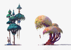 插画两棵树素材