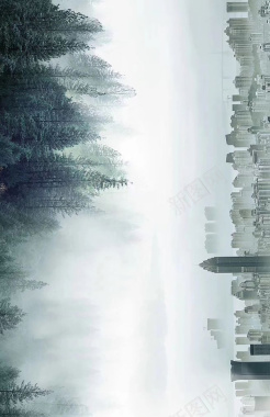 森林与城市之间背景