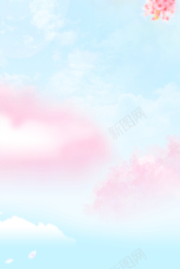 清新粉嫩樱花天空背景背景