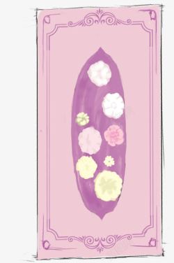 手绘紫色花朵漫画卡片素材