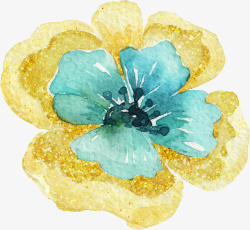 黄色的水彩花朵素材