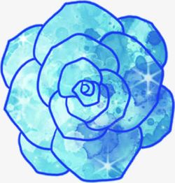 手绘蓝色花朵婚礼素材