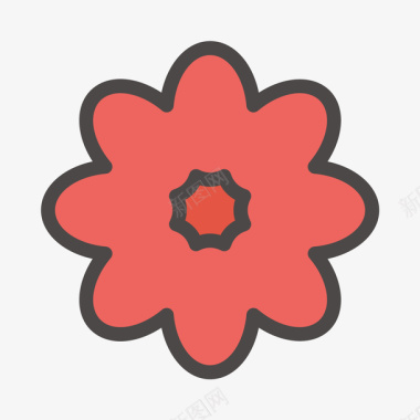花朵红色圆弧花朵开放元素矢量图图标图标