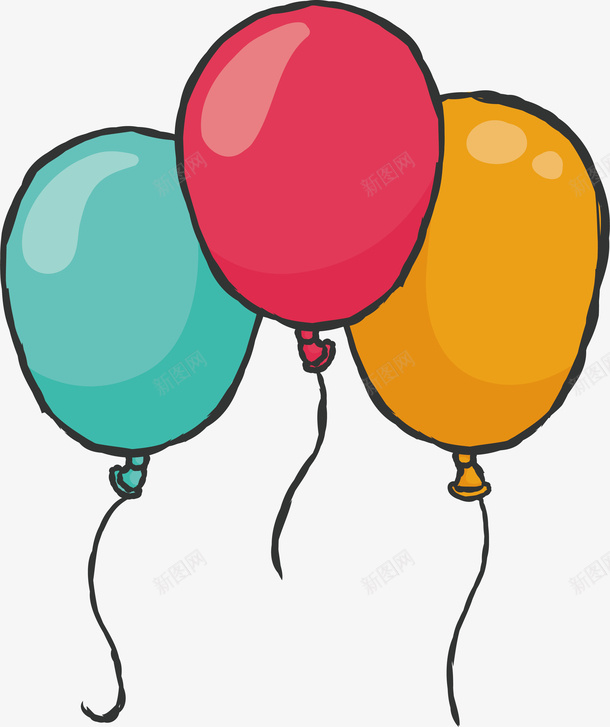 彩色手绘气球矢量图eps免抠素材_88icon https://88icon.com 彩色气球 气球 气球束 漂浮气球 生日气球 矢量png 矢量图
