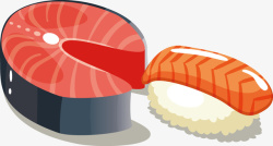 手绘三文鱼寿司美味矢量图素材