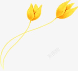 黄色卡通清新花朵素材