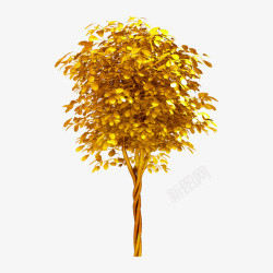 免抠发财树黄金色发财树格式高清图片