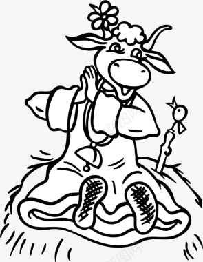 动物卡通手绘动物牛矢量图图标图标