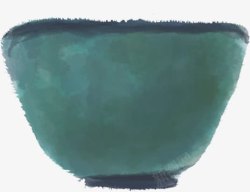 手绘蓝色复古陶瓷碗素材