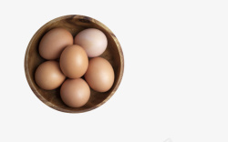 褐色鸡蛋木碗里的初生蛋实物素材