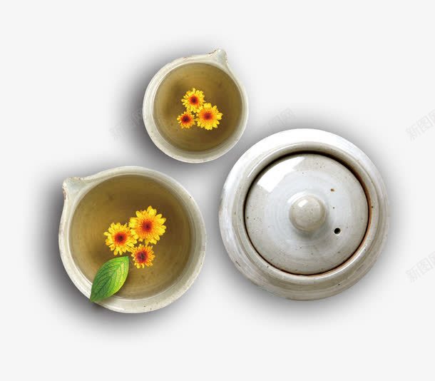 菊花茶psd免抠素材_88icon https://88icon.com 茶具 茶杯 茶道 菊花茶