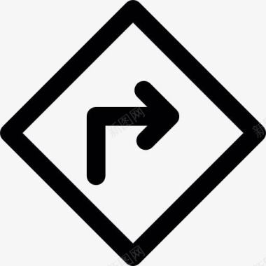 道路右转标志图标图标