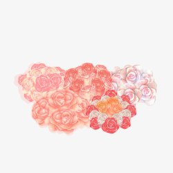 水彩绘5种玫瑰花束素材