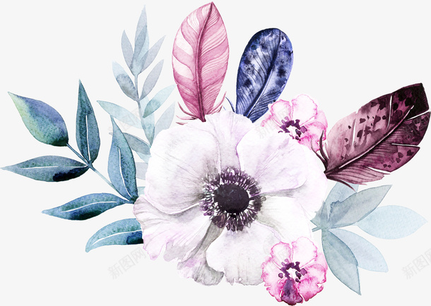 水彩植物花png免抠素材_88icon https://88icon.com png图形 png装饰 手绘 植物 花朵 装饰
