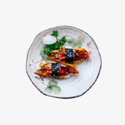 鳗鱼寿司圆花盘鳗鱼寿司食品餐饮高清图片