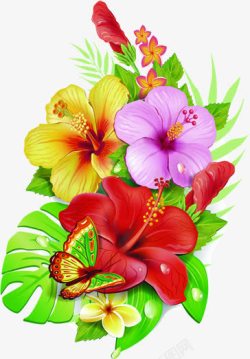 手绘海报促销植物花朵插画素材