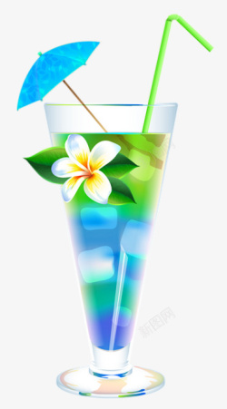 卡通白色花朵玻璃杯饮料素材