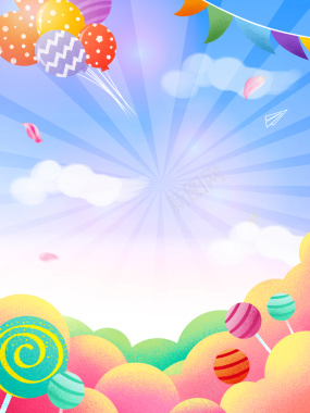 卡通气球糖果背景图背景