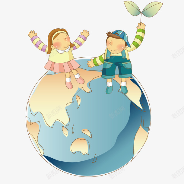 地球上的小孩矢量图ai免抠素材_88icon https://88icon.com 创意 地球 孩子 插画 矢量元素 矢量图