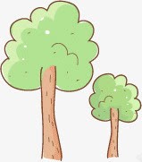 绿色卡通手绘树木素材