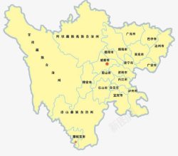 黄色四川地图素材