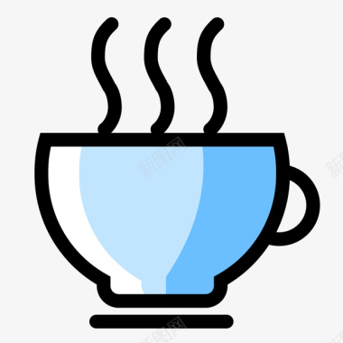 热气蓝色扁平化咖啡元素矢量图图标图标