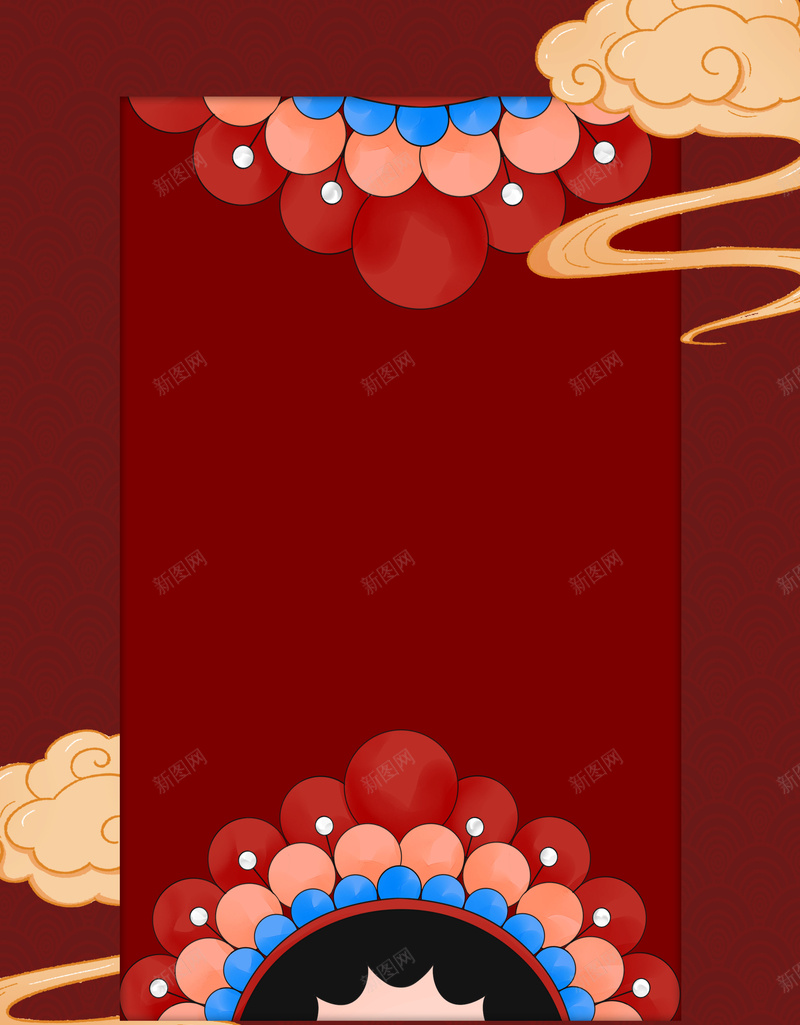 戏剧红背戏帽云psd设计背景_88icon https://88icon.com 云 戏剧 戏帽 红背