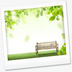 绿色清新树叶长椅美景素材