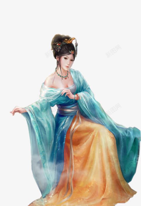 半裸的绿衣美女古风手绘png免抠素材_88icon https://88icon.com 半裸 古风 手绘 绿衣 美女