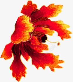 手绘红色中式花朵植物素材