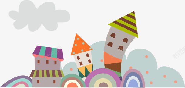 卡通彩色城堡插画png免抠素材_88icon https://88icon.com 卡通 城堡 屋子 彩色 房子 插画