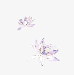 手绘紫色花朵漂浮装饰素材