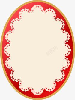 黑底金边圆形图案红色欧式花边标签高清图片