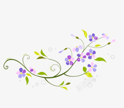 紫色花朵花边矢量图素材