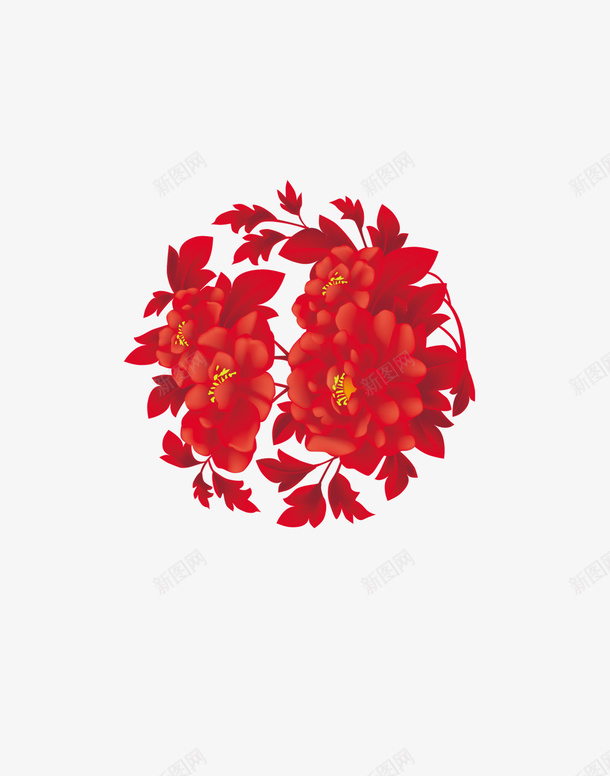 花psd免抠素材_88icon https://88icon.com 圆团 红色花 背景